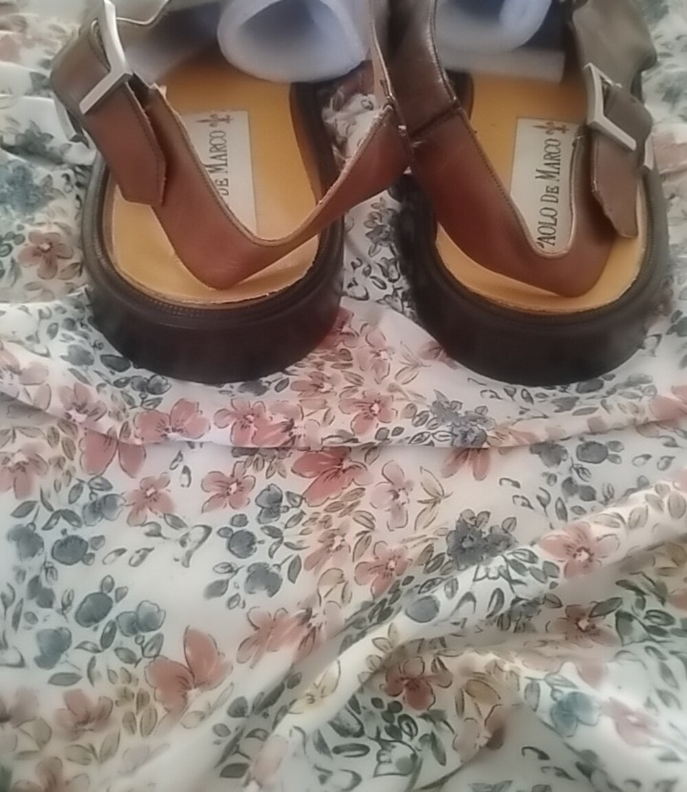 Paolo De Marco Woven Leather Slip-On Brown Handmade Dress Sandals Shoes Sz 14 - Picture 5 of 6
